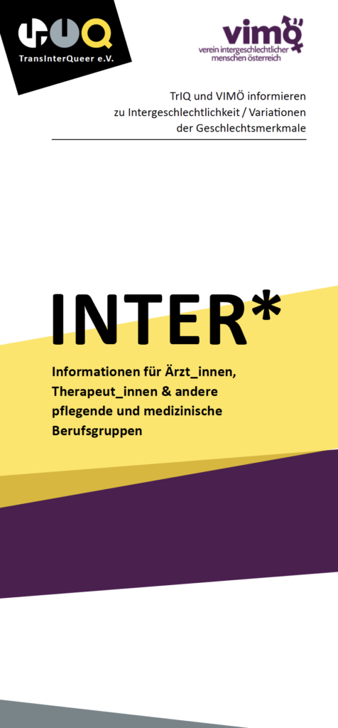 Cover der Broschüre Inter* für Ärzt_innen, Therapeut_innen und andere pflegende und medizinische Berufsgruppen